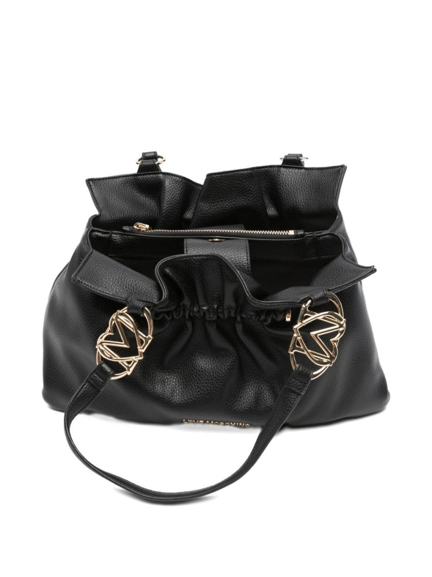 Love Moschino Textured Shoulder Bag With Gold-Tone Hardware And Gathered Design