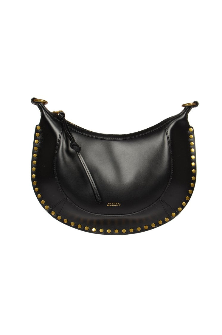 Isabel Marant Crescent-Shaped Black Leather Bag With Gold Accents