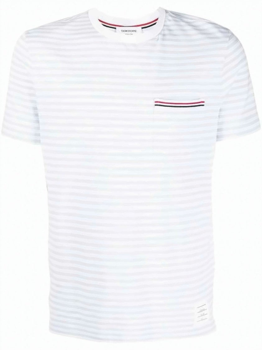 Thom Browne Short-Sleeve Cotton T-Shirt With Striped Detailing