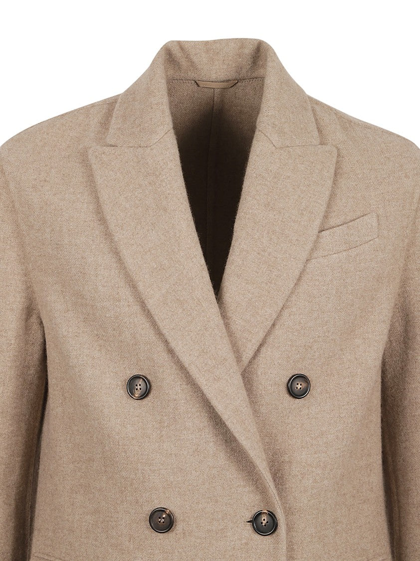 Brunello Cucinelli Double-Breasted Cashmere Blend Coat