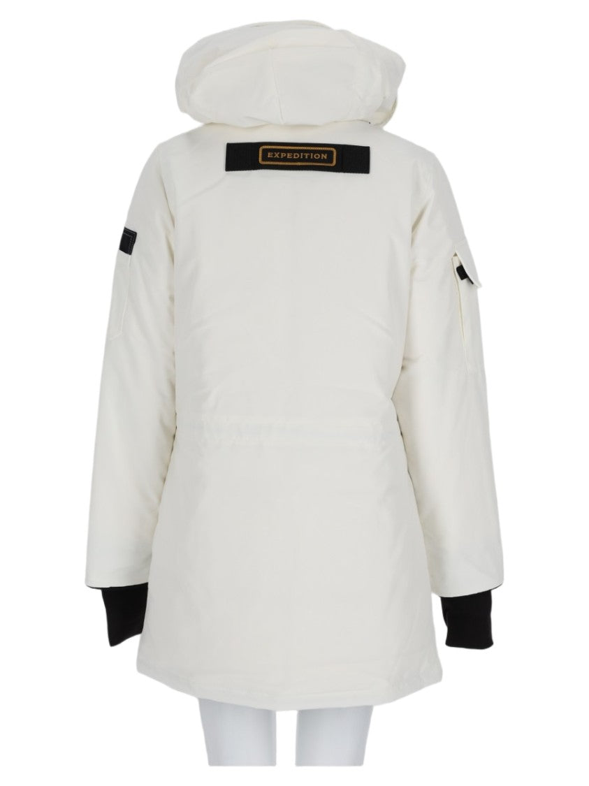 Canada Goose White Hooded Flap Pocket Padded Jacket