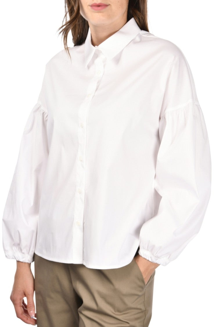 Paolo Fiorillo Capri Stretch Cotton Shirt With Puffed Sleeves
