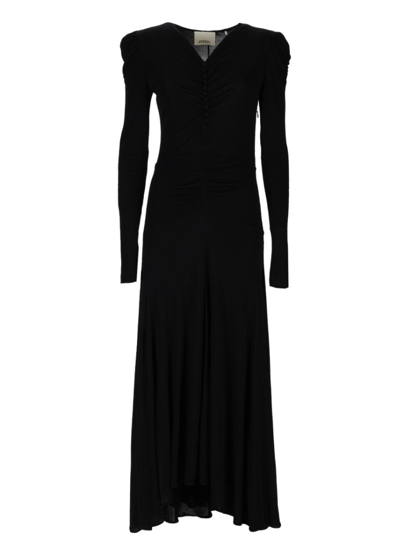 Isabel Marant Neutrals Nejima Ruched V-Neck Viscose Maxi Dress