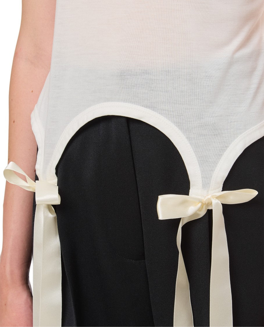 Simone Rocha White Easy Satin Bow T-Shirt