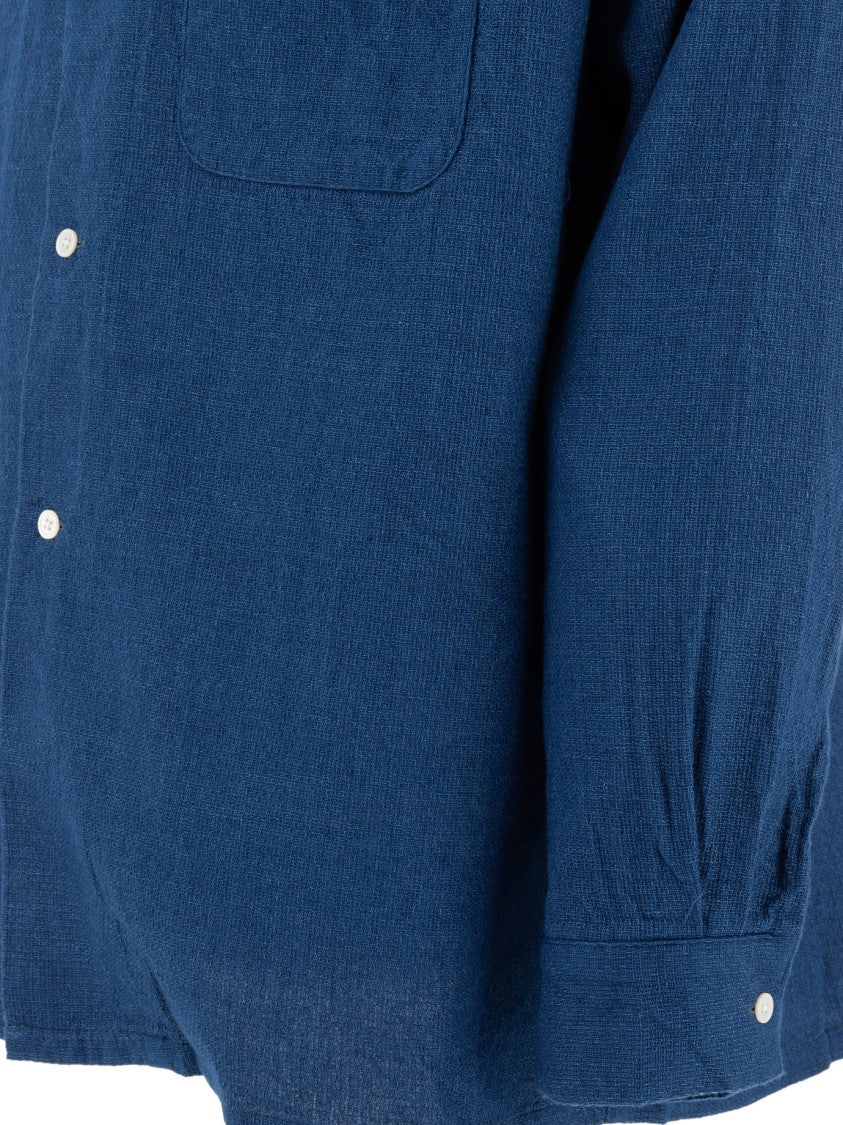 Beams Plus Button-Down Oversized Shirt In Textured Double Gauze Cotton