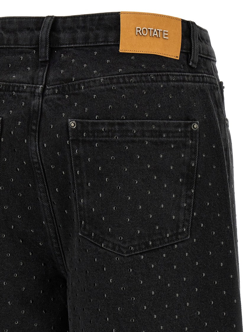 Rotate Birger Christensen Garment-Dyed Black Jeans With Tone-On-Tone Studs