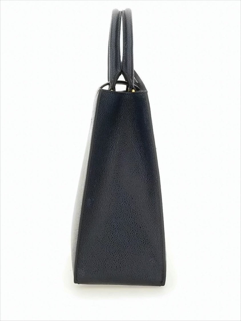 Thom Browne Structured Calf Leather Tote Bag With Gold-Tone Lock