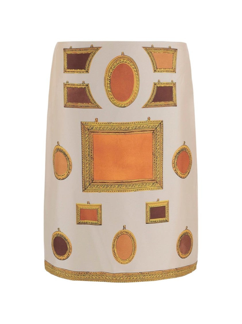Versace Silk And Nylon Blend Skirt With Ornate Picture Frame Print