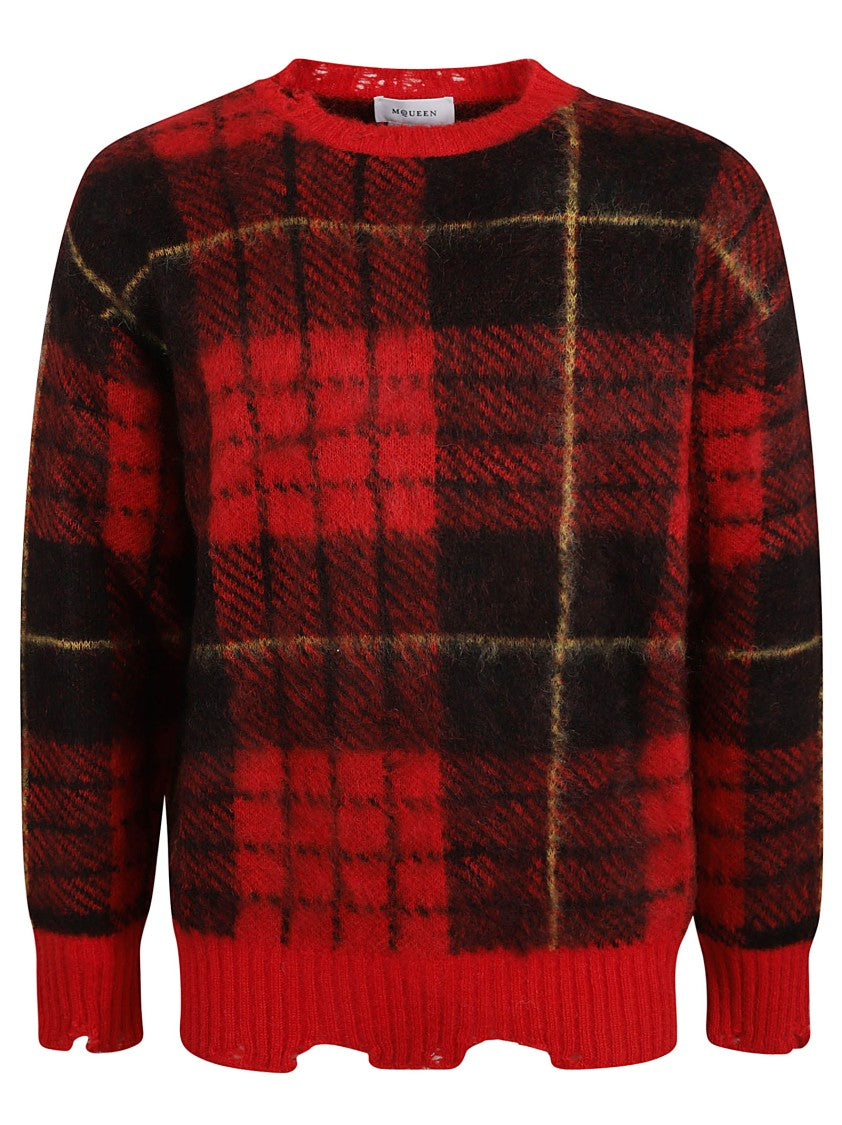 Alexander Mcqueen Bold Plaid Cotton Sweater