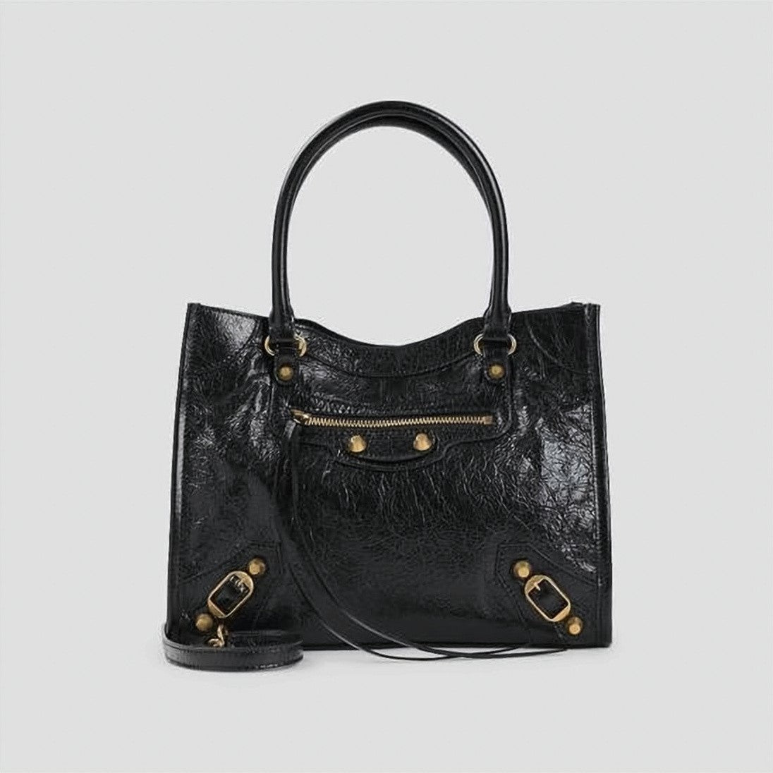 Balenciaga Textured Lambskin Shoulder Bag With Structured Silhouette