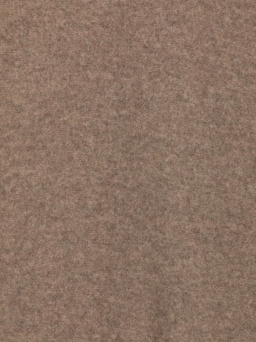 Faliero Sarti Rectangular Brown Cashmere Scarf With Fringed Edges