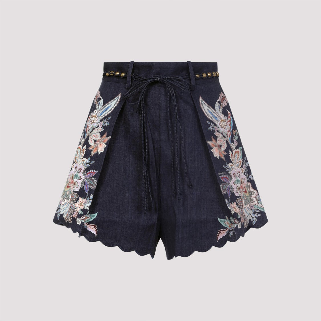 Zimmermann Multicolour High-Waisted Bermudas With Scalloped Hem