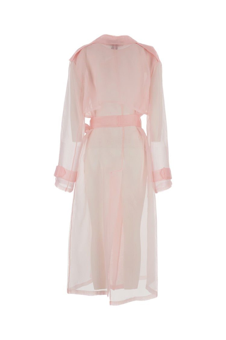 Federica Tosi Sheer Pink Silk Organza Trench Coat