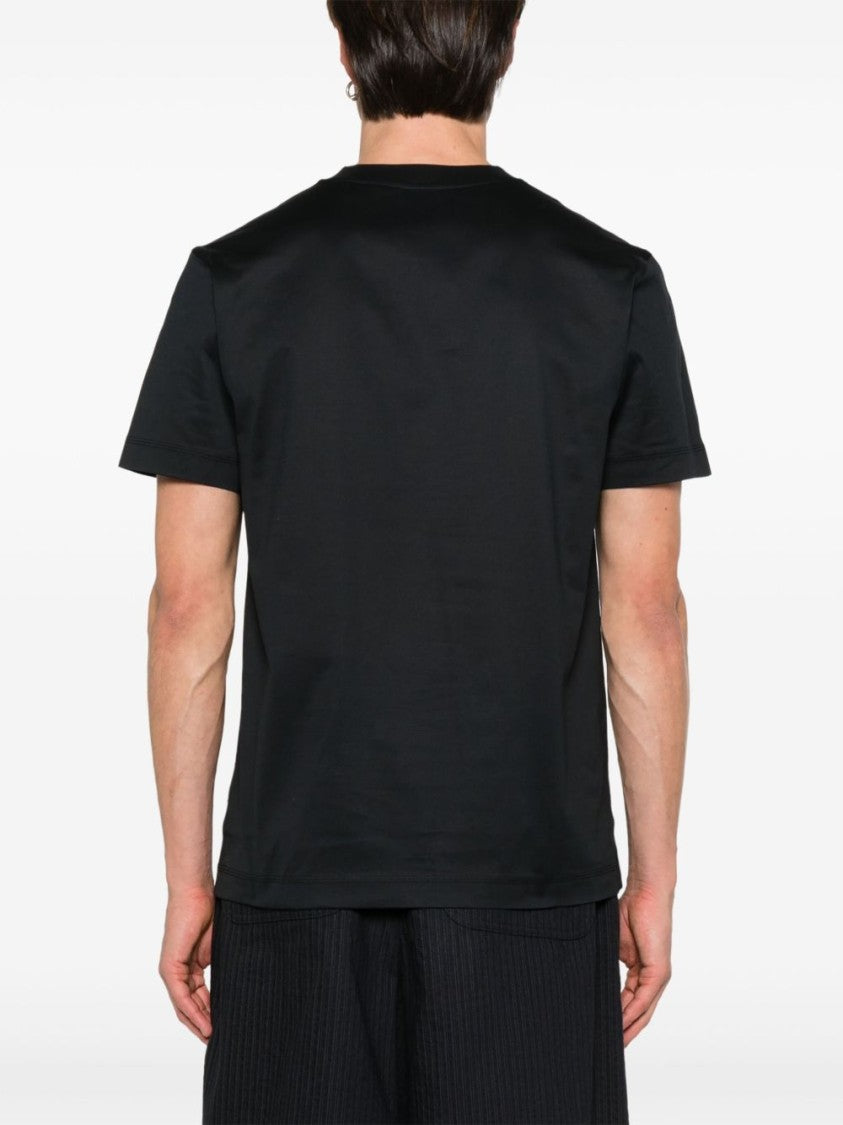 Burberry Black Crew Neck T-Shirt With Embroidered Logo