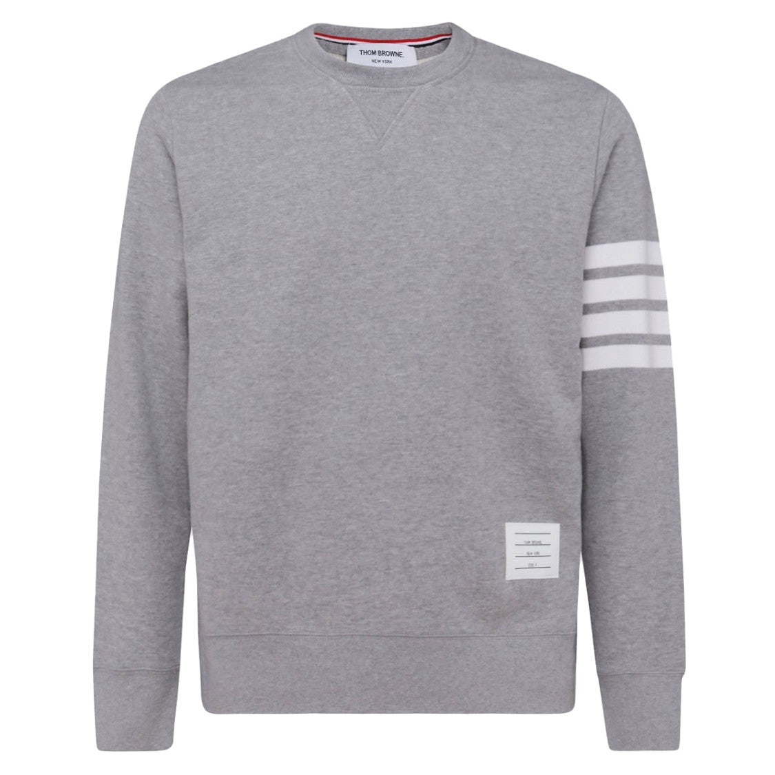 Thom Browne Light Grey Cotton Sweatshirt With Distinctive Lateral Bands