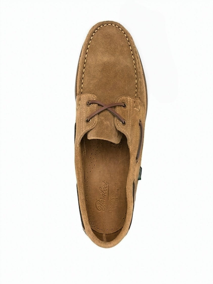 Paraboot Suede Loafer With Moccasin Toe And Leather Laces