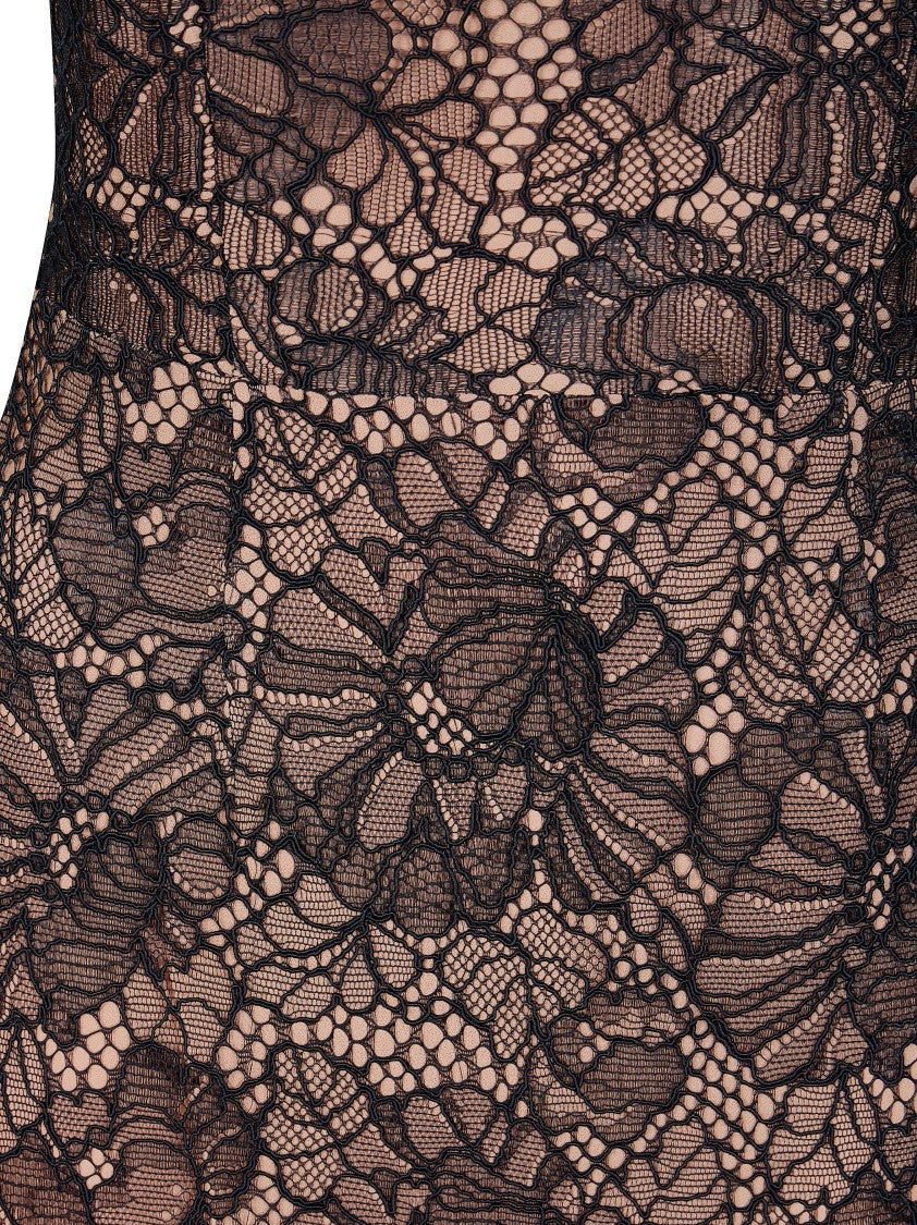 Rotate Black Lace Halterneck Floral Lace Midi Dress