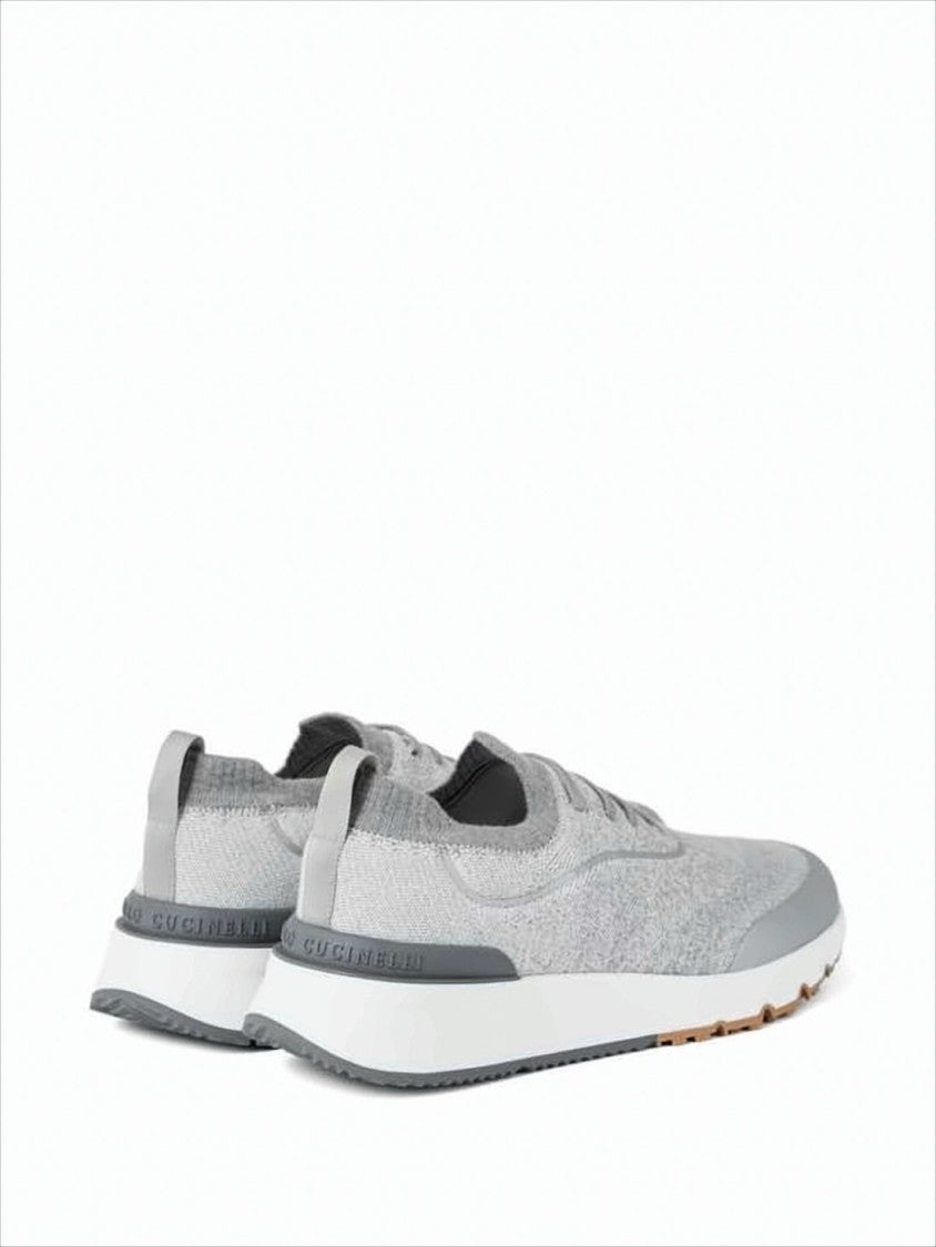 Brunello Cucinelli Knitted Low-Profile Sneakers With Tonal Laces And Cushioned Midsole