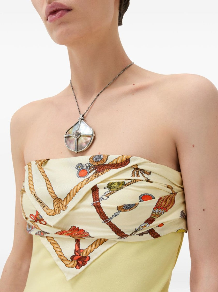 Versace Strapless Scarf Detail Mini Dress