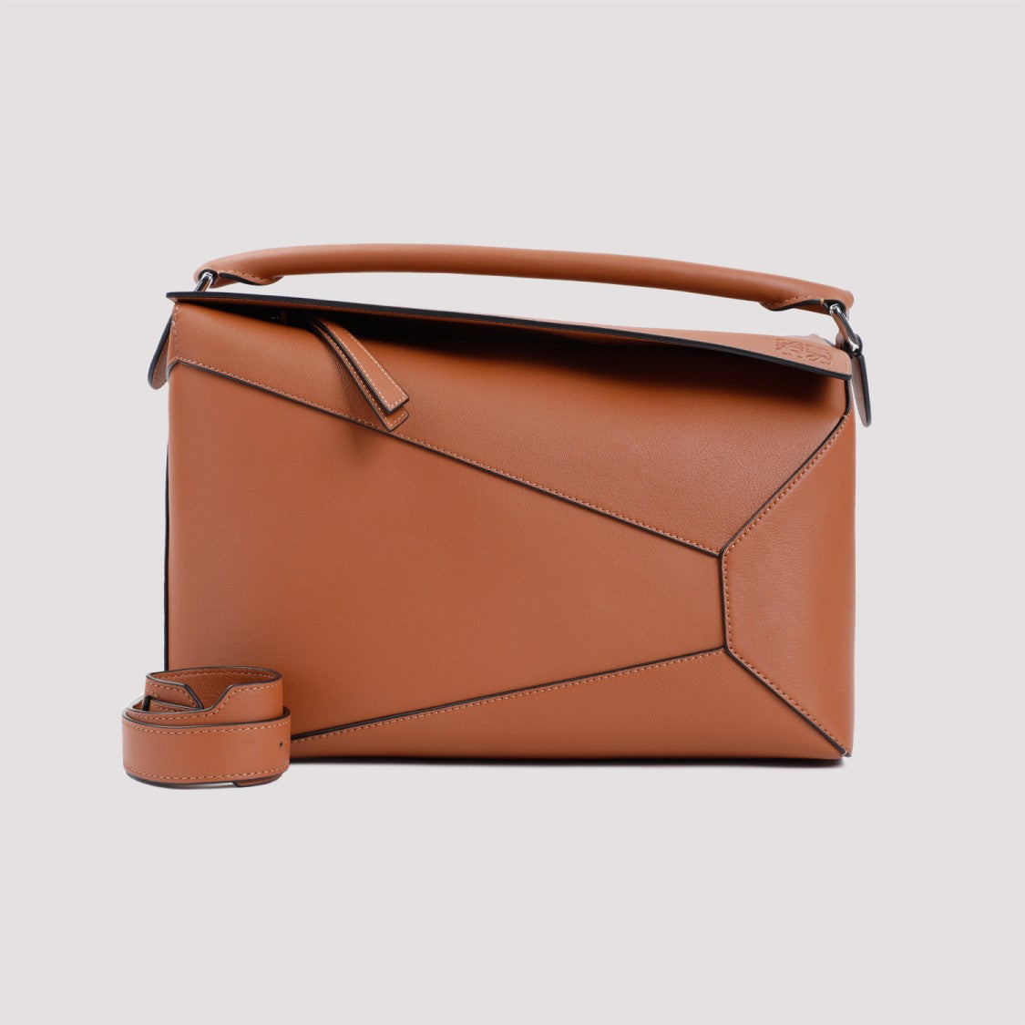 Loewe Geometric Brown Calfskin Puzzle Edge Shoulder Bag