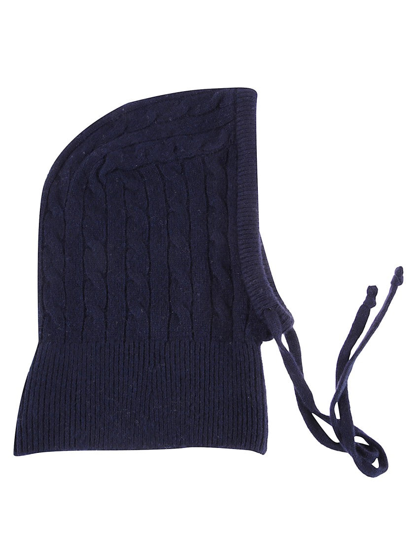 Polo Ralph Lauren Navy Cable-Knit Cashmere Blend Balaclava With Ribbed Collar