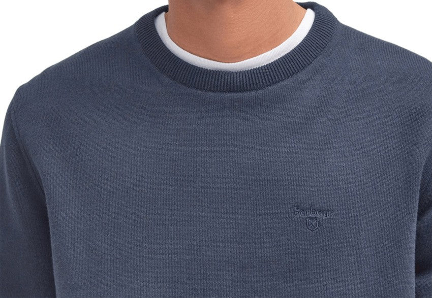 Barbour Tailored-Fit Blue Sweatshirt With Round Neckline And Embroidered Logo