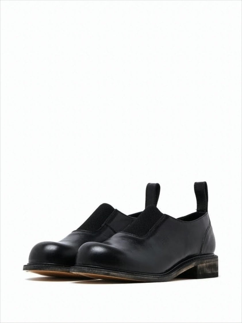 Our Legacy Smooth Black Leather Loafers With Vintage Touch