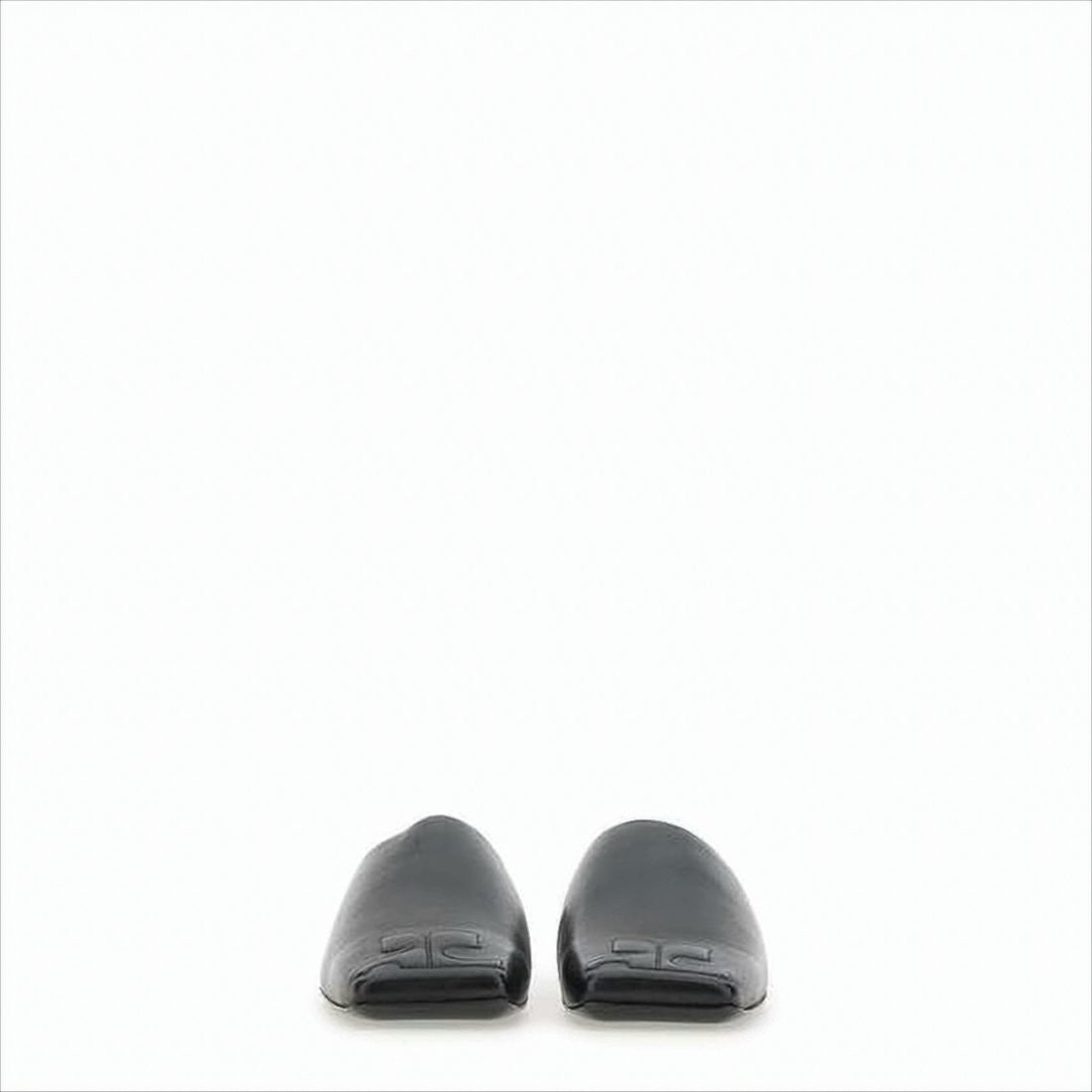 Courrèges Minimalist Black Lambskin Slip-On Mules With Embossed Detail