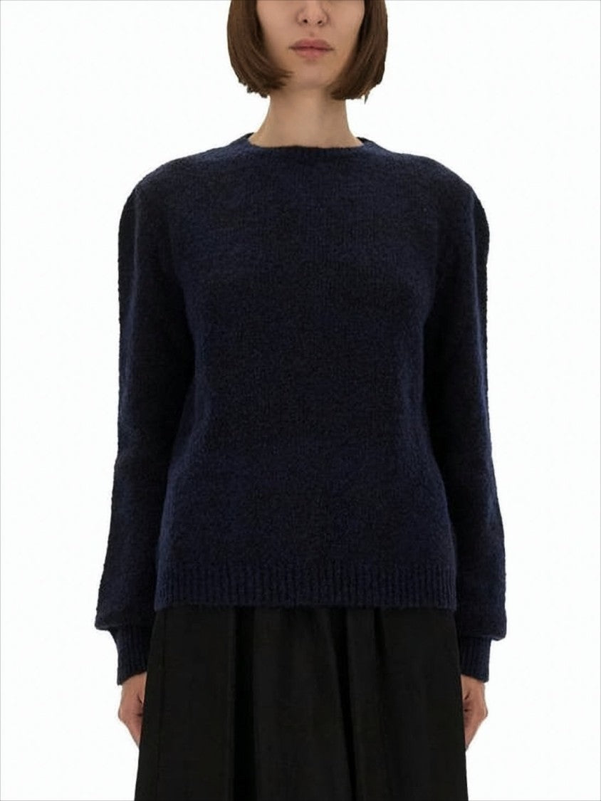 Maison Margiela Plush Blue Knit Sweater With Puffed Shoulders