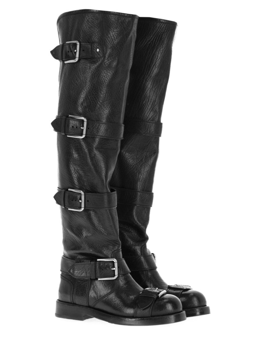 Dolce & Gabbana Tall Black Leather Boots