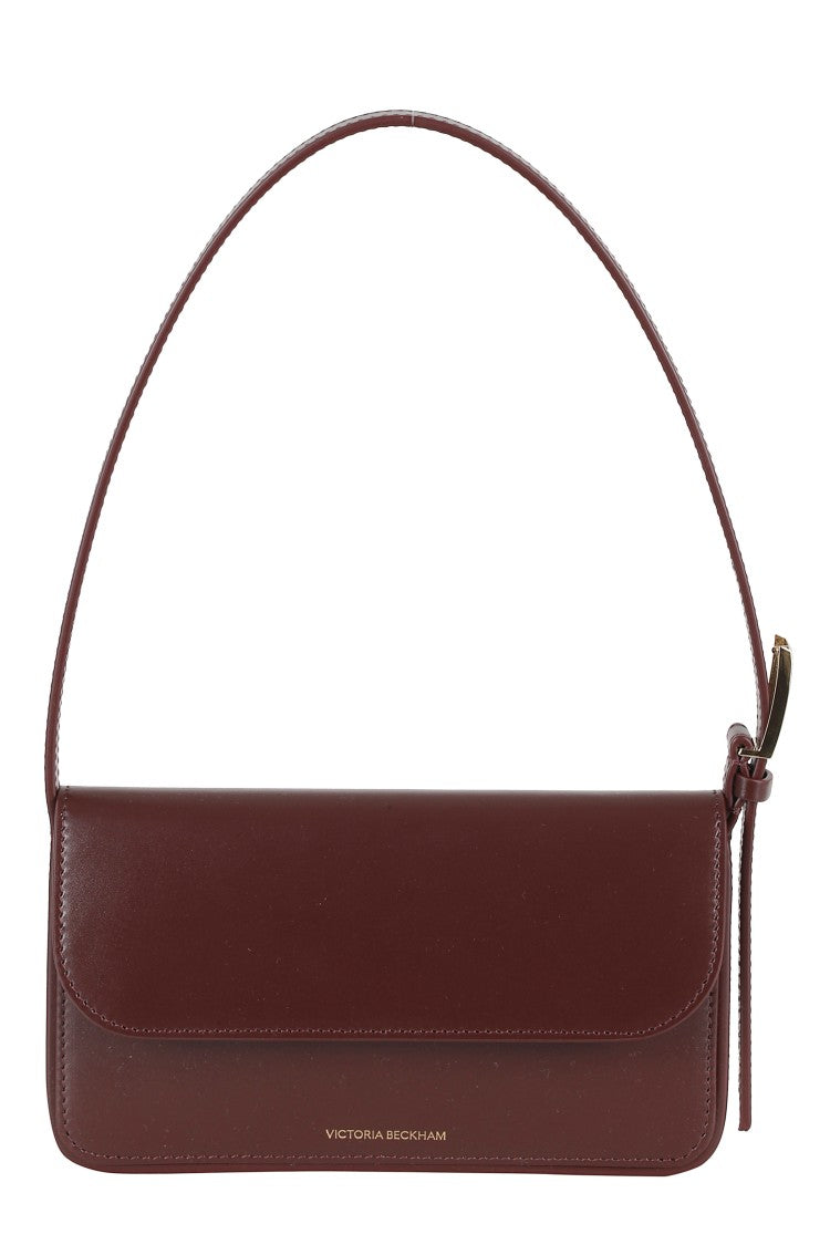 Victoria Beckham Burgundy Dorian Pocket Magnetic Logo-Strap Leather Shoulder Bag