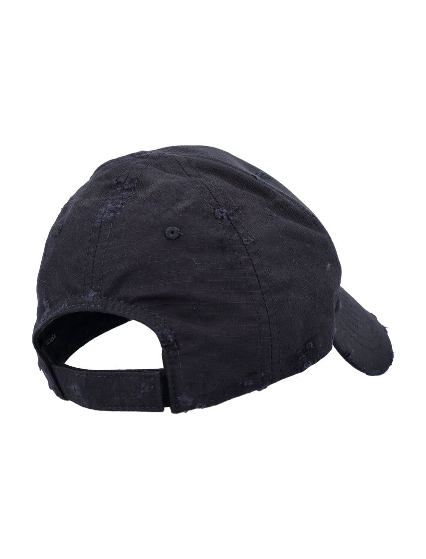 Balenciaga Sport Loop Icon Cargo Cap With Distressed Finish And Adjustable Fit