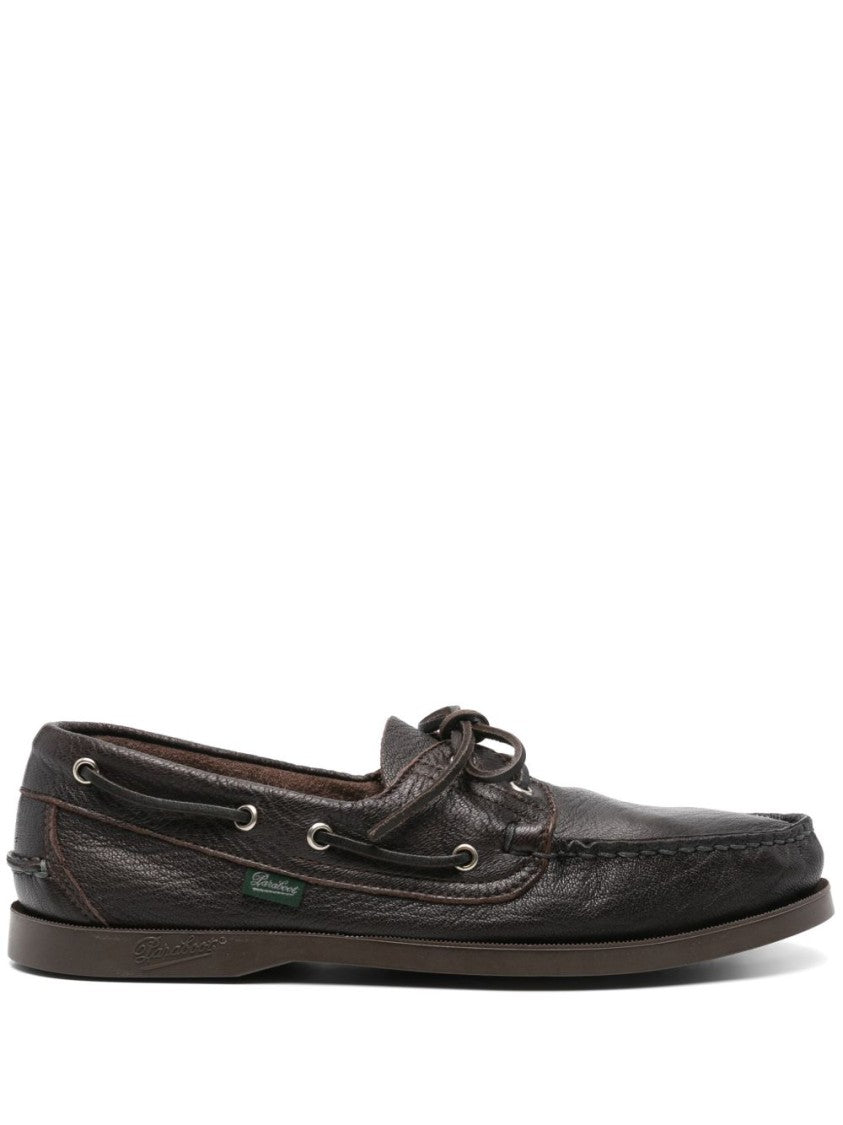 Paraboot Brown Deer Leather Moccasin-Style Flat Shoes