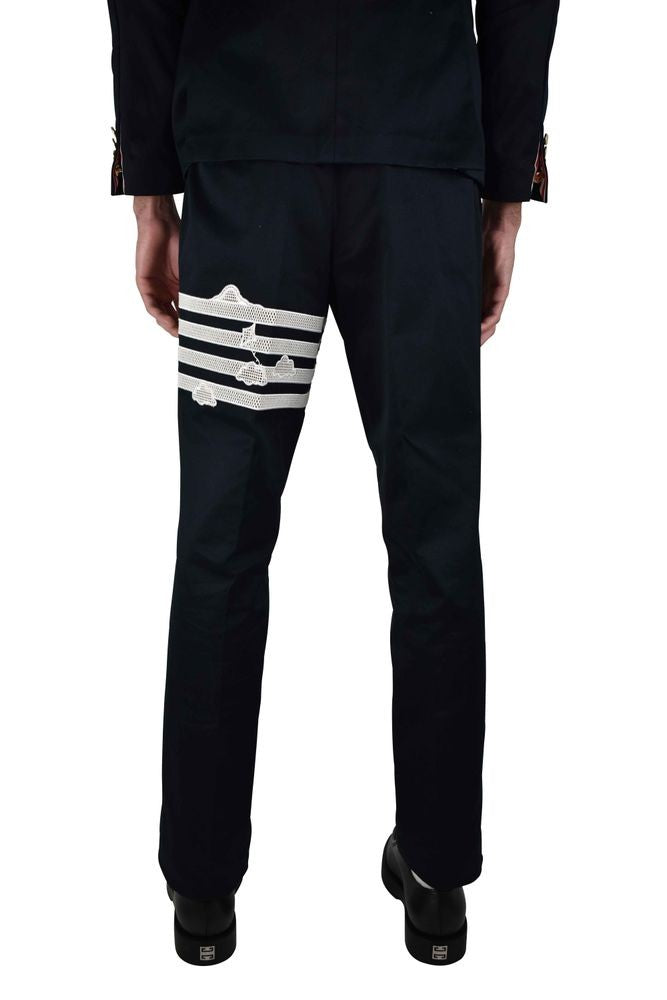 Thom Browne Navy Blue Tailored Suit With Embroidered Accents