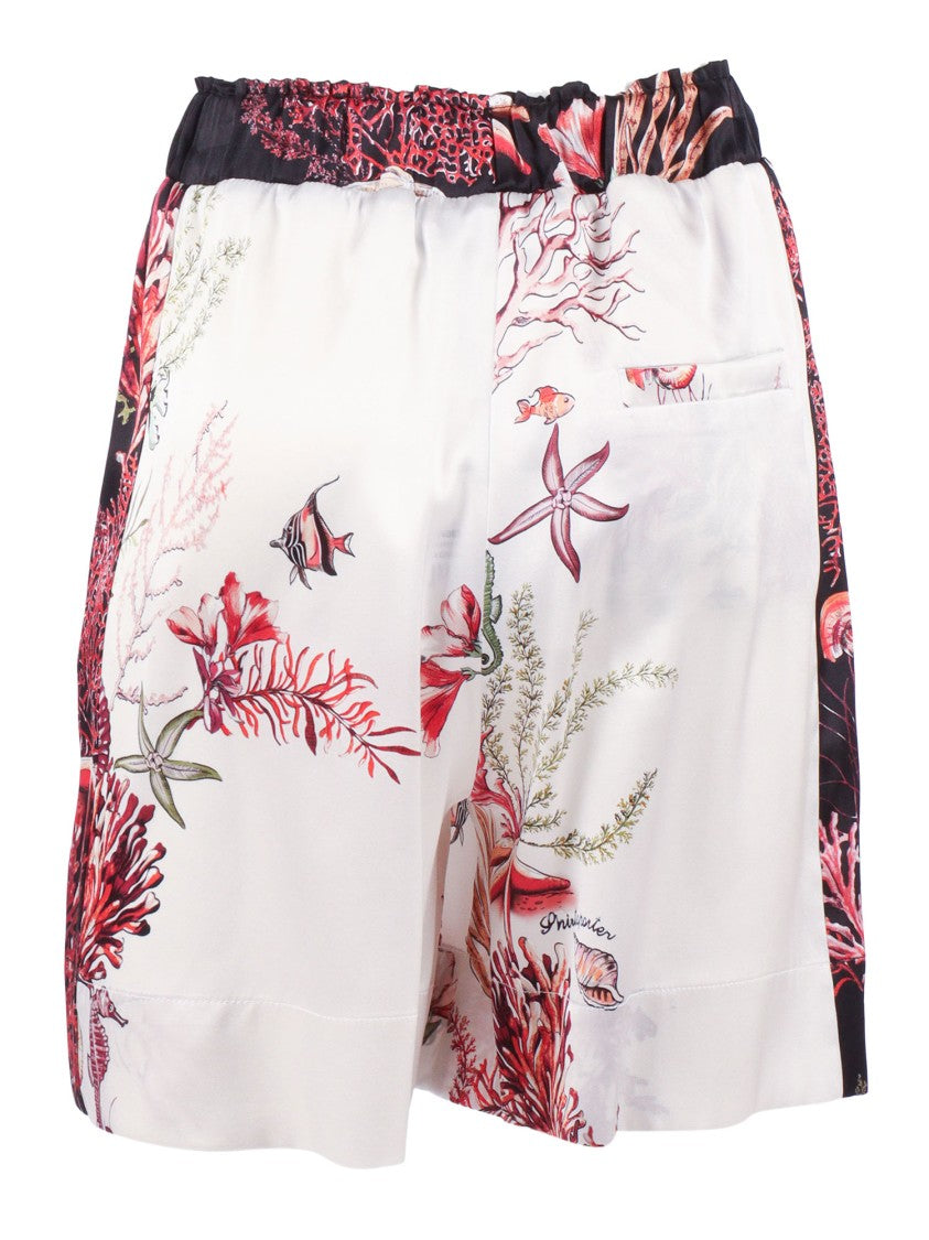 Shirt A Porter Marine Print Silk Contrast Shorts