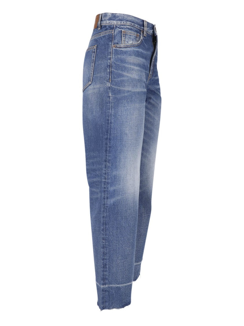 Chloé High-Waisted Wide-Leg Jeans With Frayed Hem And Subtle Whiskering