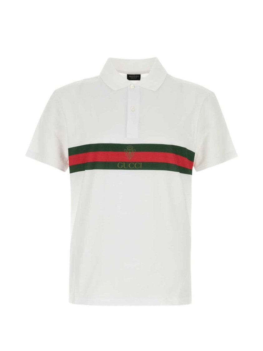 Gucci Striped Chest Short-Sleeve Polo Shirt