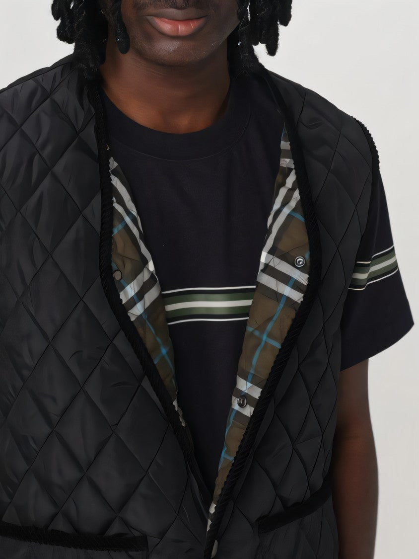 Burberry Diamond Quilted Black Vest With Contrasting Lining