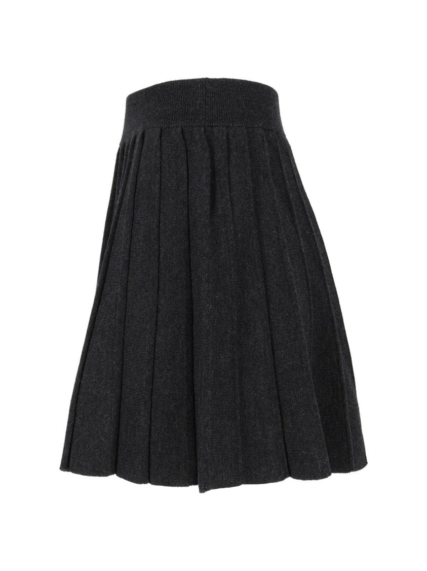 Mc2 Saint Barth Pleated Knit Skirt With Fitted Waistband And Flared Silhouette
