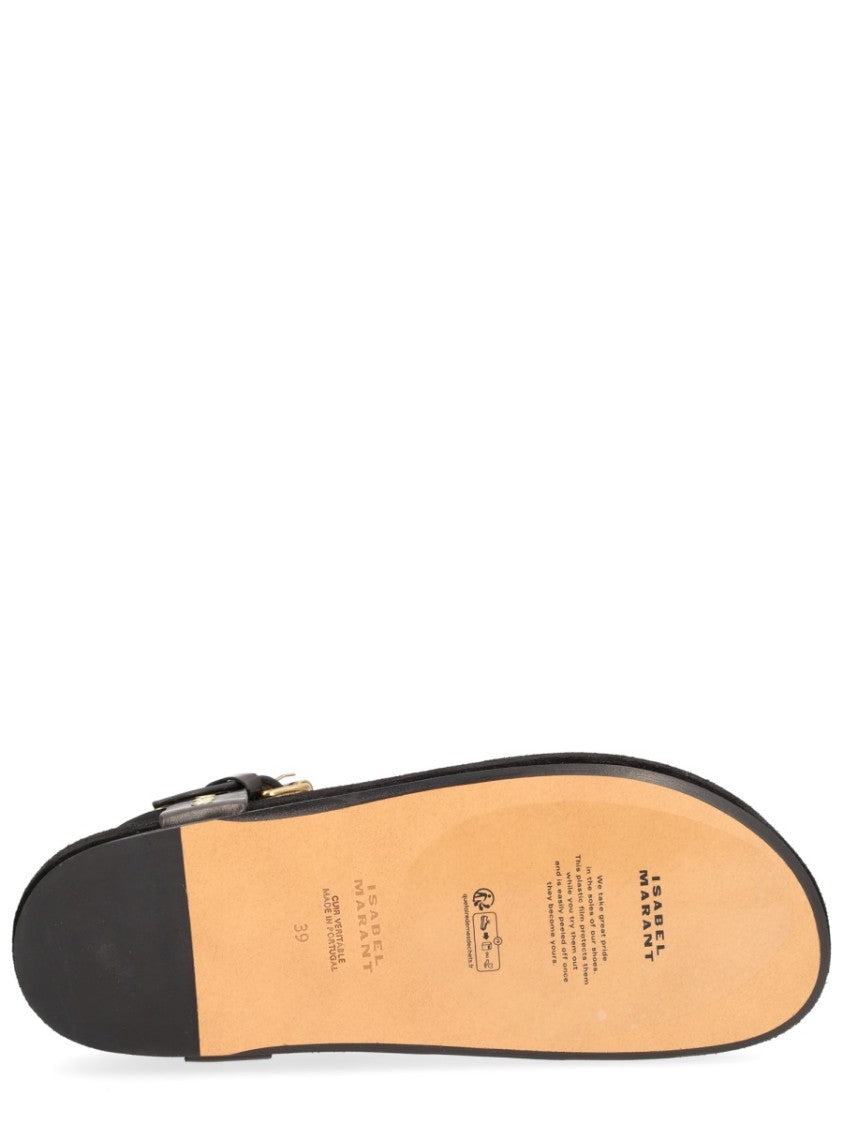 Isabel Marant Black Enore Leather Gold-Studded Sandals