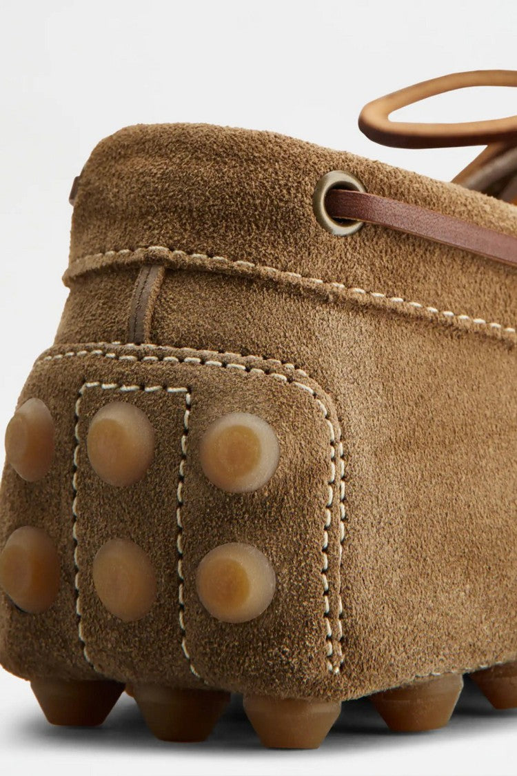 Tod's Brown Lace-Tie Pebbled Rubber Sole Leather Driving Moccasins