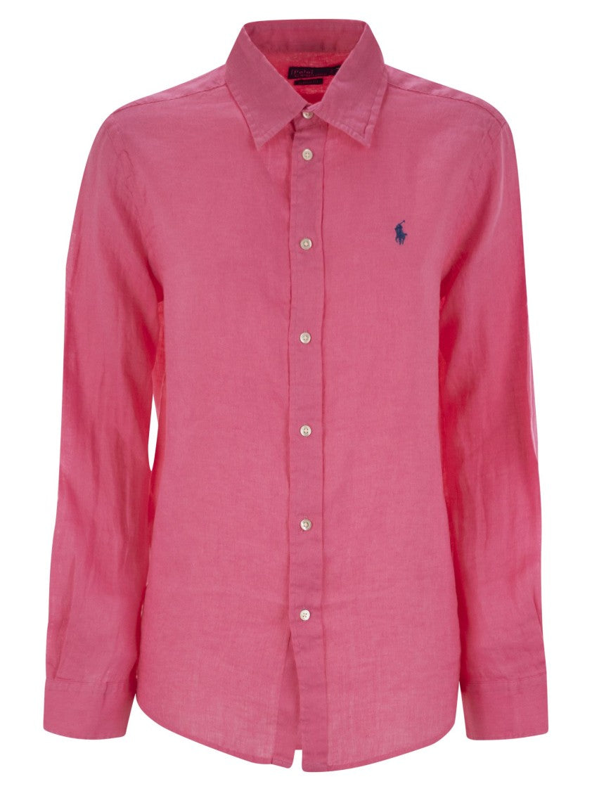 Polo Ralph Lauren Straight-Cut Linen Shirt With Mother-Of-Pearl Accents