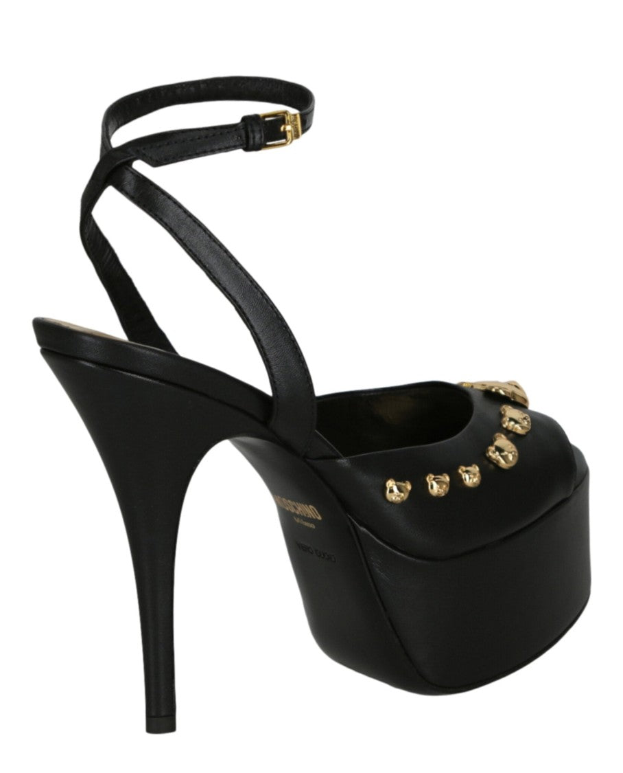 Moschino Teddy Studs Platform Heel Sandals