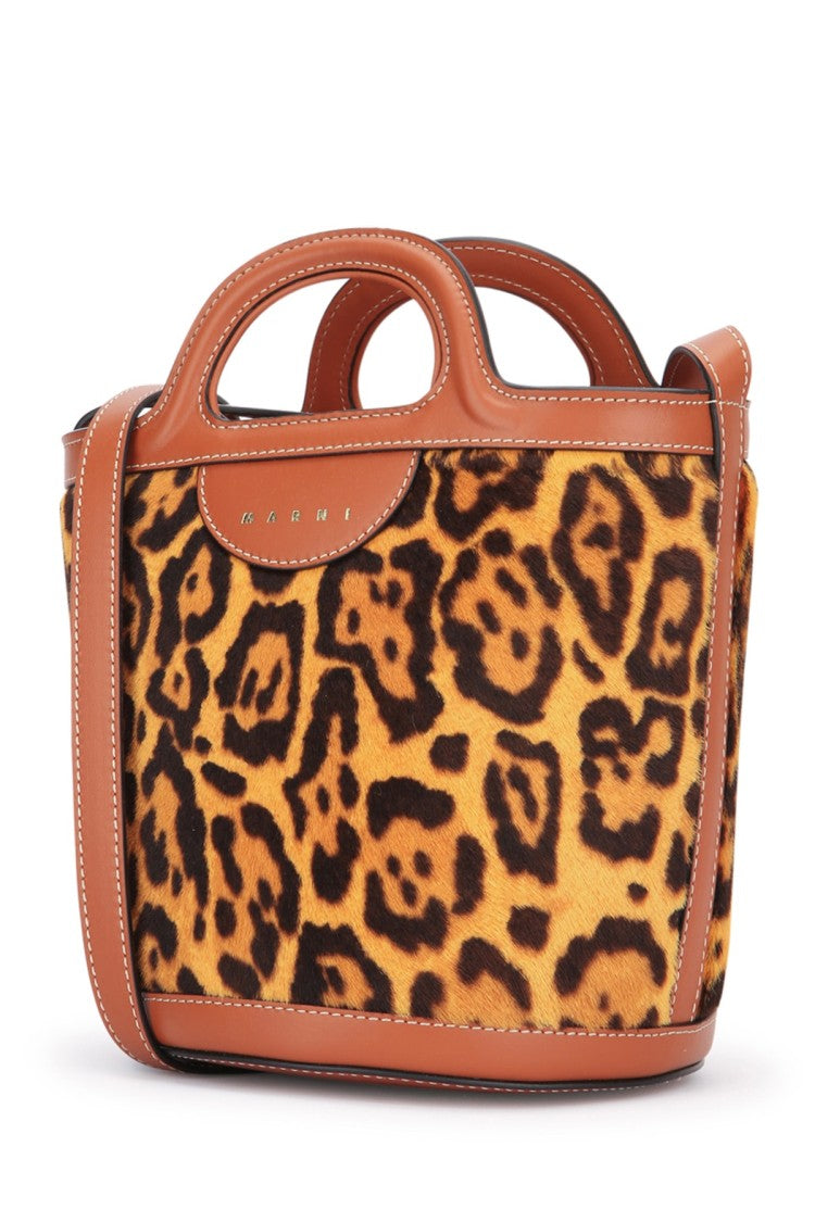 Marni Leopard Print Structured Shoulder Bag