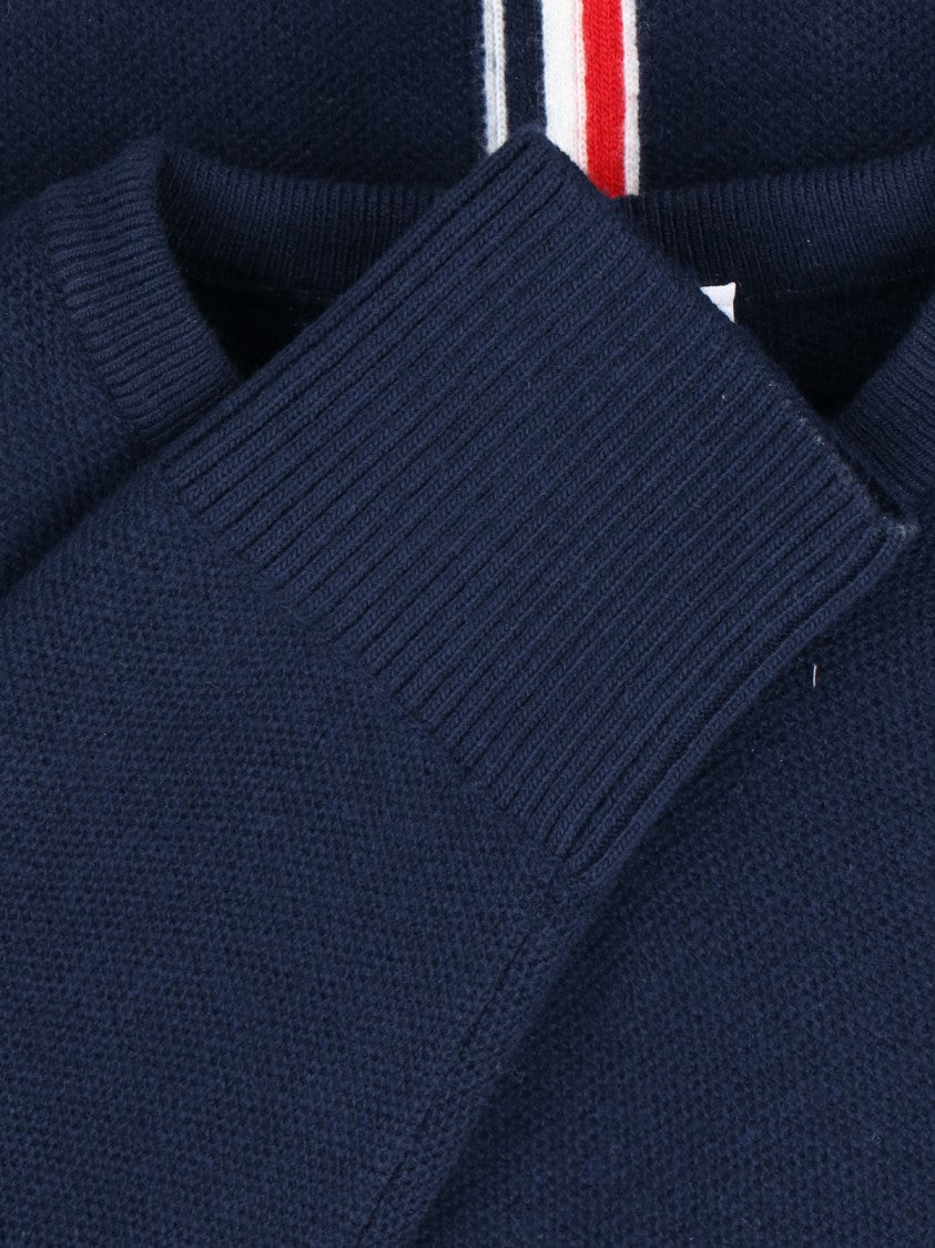 Thom Browne Tricolor Detail Crewneck Sweater – Blue