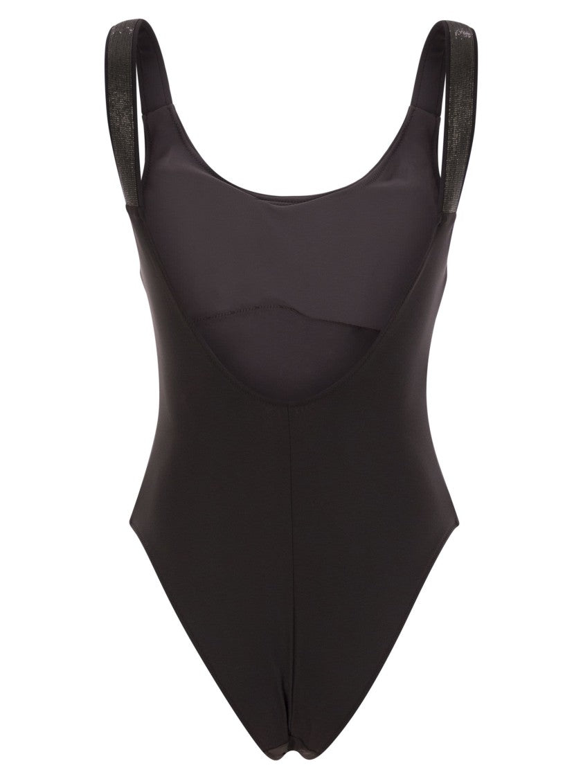 Brunello Cucinelli One-Piece Swimming Costume In Techno Jersey
