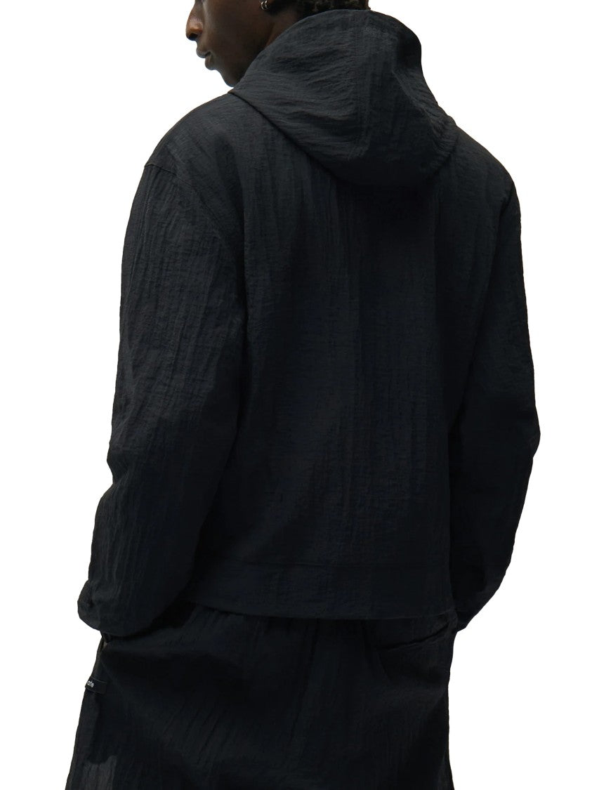 Arte Hooded Black Mesh Jacket With Cropped Fit
