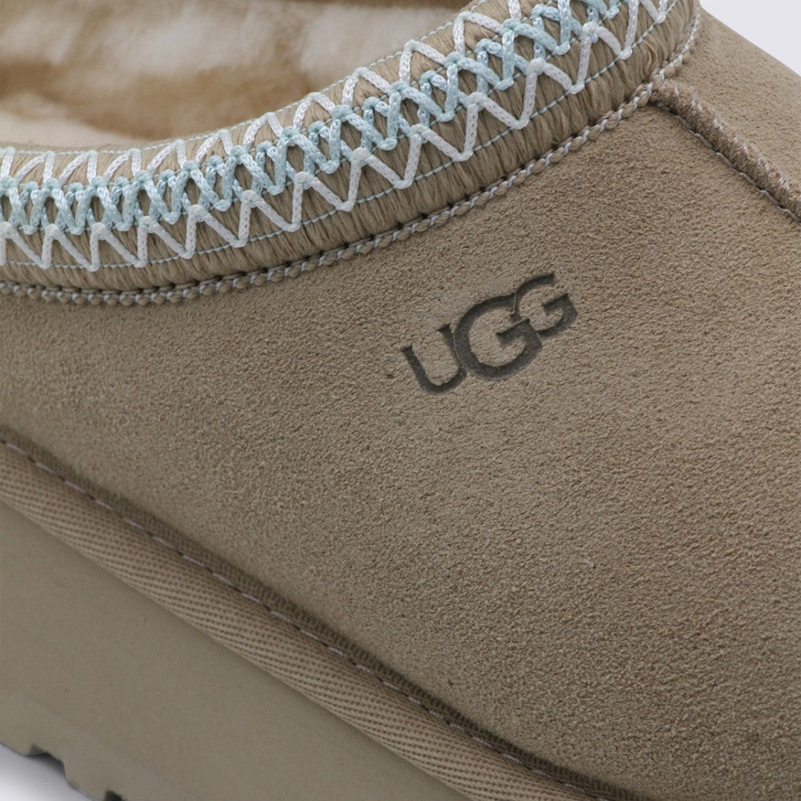 Ugg Slip-On Brown Suede Flats With Decorative Stitching