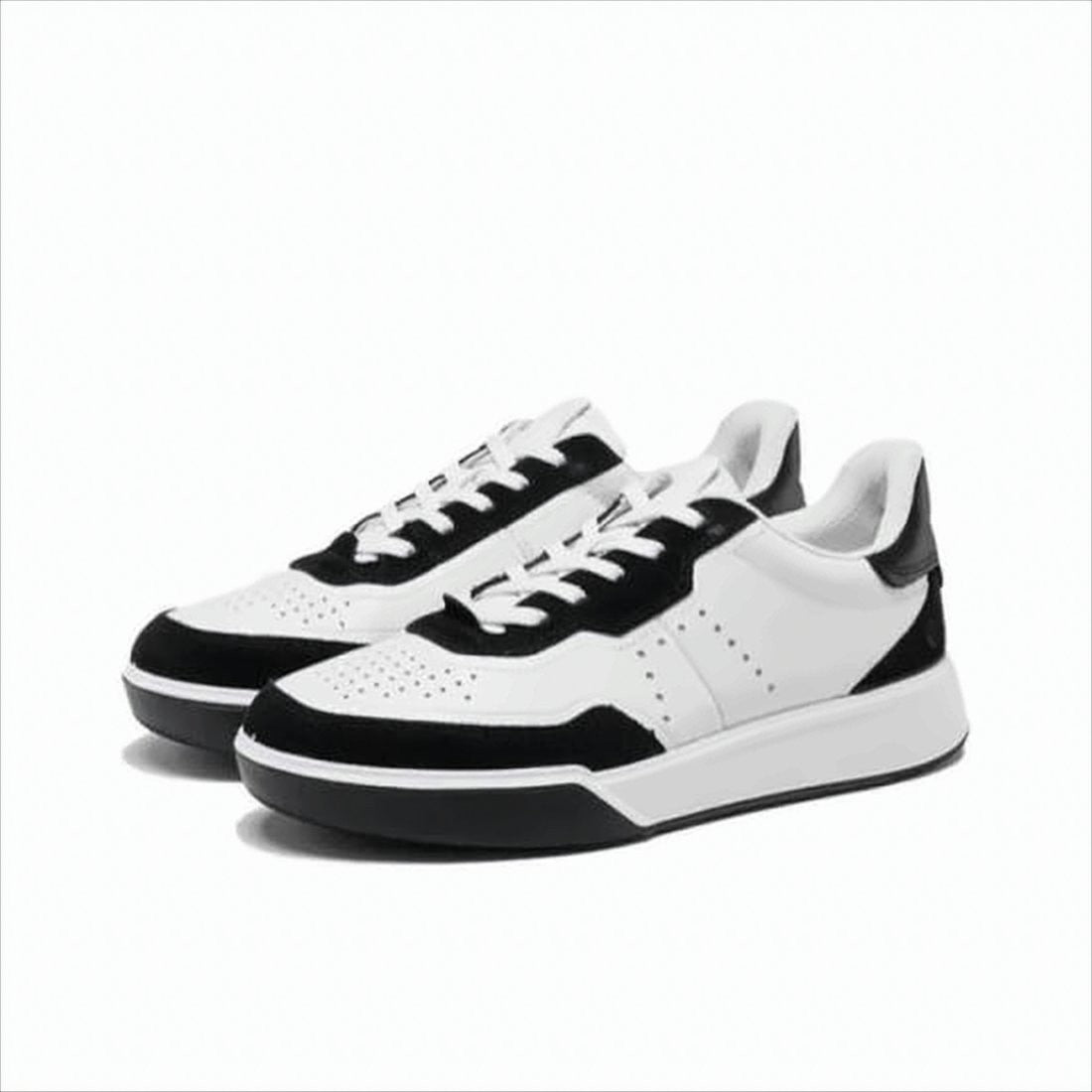 Ecco White Leather Sneakers With Black Accents