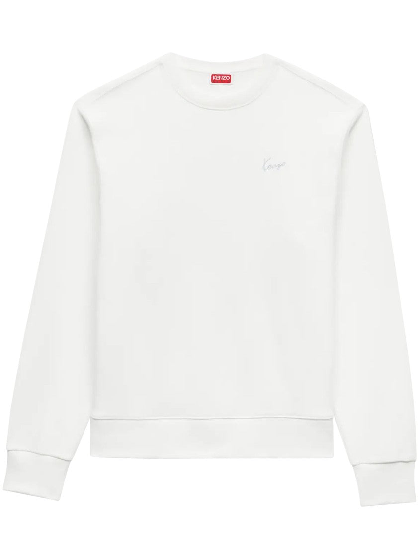 Kenzo Ribbed White Cotton Knit Sweater